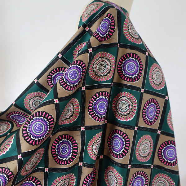 Hokkoh Japanese 100% Cotton - 'Windowpane' Green | Taupe | Pink *Remnant 4m Was $151 Now $120